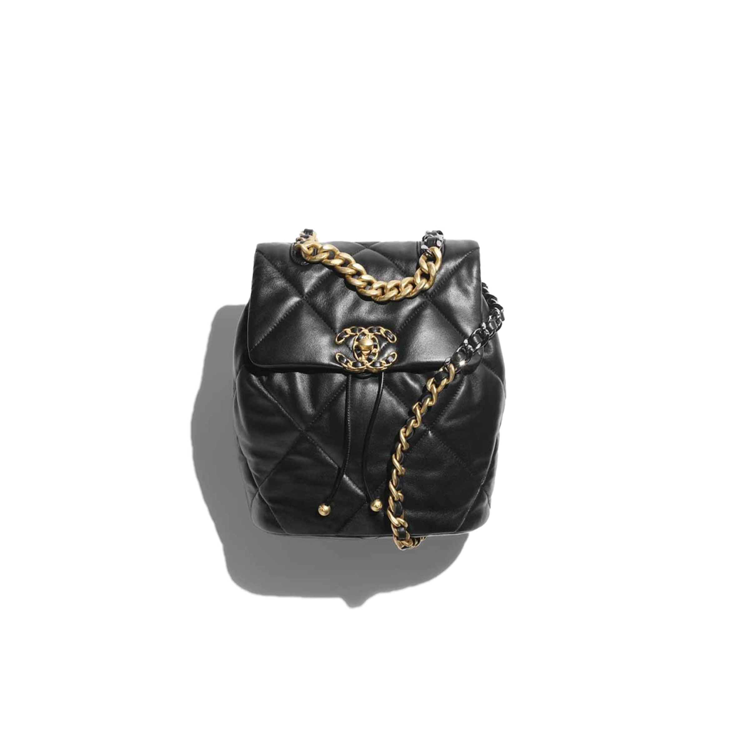 CHANEL MASTER 19 BACKPACK SHINY LAMBSKIN GOLD METALLIC BLACK (26*22*16cm)